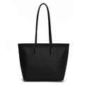 Modische schwarze Eimer-Handtasche aus Leder mit Lychee-Muster und langen Schultergurten - Schwarz