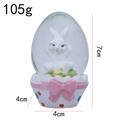 Bola de nieve de huevo de Pascua con conejo blanco y lazo rosa en base decorativa - Lazo Rosa