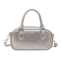 Sac à main Boston argenté en cuir synthétique métallisé avec bandoulière amovible - Argent