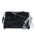 Grand sac cabas en cuir PU noir avec détail de nœud et breloque en perles pour femmes chic - Avec Pendentif / Noir