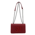 Borsa a tracolla rossa in ecopelle con lettere SM 3D e catena in argento - Rosso