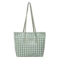 Borsa tote a quadretti verde menta e bianca con grande capacità e tracolla - Verde