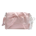 Sac bandoulière rose clair avec grand nœud et pendentif en dentelle et perles - Avec Pendentif / Rose Perlé