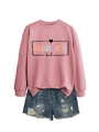 Detail of pink crewneck sweatshirt with Pharmacy Technician print and rib-knit cuffs - S / Rose Gold (Black Text)
