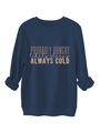 Detail of ribbed cuffs and text print on dark blue heavy cotton fleece sweatshirt - Navy Blue