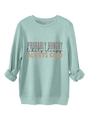 Detail of mint green sweatshirt featuring Probaly Hungry likely sleepy printed slogans - Light Green