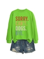 Tenue à plat avec sweat vert fluo à lettrage et short en jean bleu avec détails déchirés - S / Vert Fluorescent