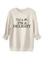Détails des poignets côtelés et du molleton doux crème de ce sweat-shirt à message - S / Sable