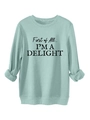 Detail of mint green sweatshirt with ribbed collar and black typography print - S / Light Green