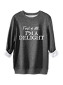 Detail of grey fleece sweatshirt showing thick fabric texture and white slogan print - S / Dark Gray