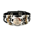 Bracciale multistrato in pelle con vetro Keep Calm and Love Coffee e perline in metallo - Stile Caffè (JY008105-4)