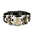 Keep Calm and Write On multi-layer leather braided bracelet with vintage metal gear beads - Write On Style (JY008105-6)