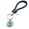 Geflochtener Leder-Schlüsselanhänger mit Keep Calm and Love Dogs Motiv und Ring - Love Dogs Silhouette(JY008104-3)