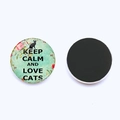 Keep Calm and Love Cats glass fridge magnet with retro stripes and cat silhouette - Love Cats Slogan (JY008106-2)