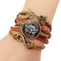 Bracelet multicouche en cuir Route 66 avec breloques papillon bronze et signe infini - Route 66 Classique Noir Blanc Orange (JY008186-1)