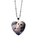 Collana a cuore d'argento con graziosa illustrazione di gatto bianco e panda su bianco - Gatto Bianco e Panda Cartone Animato (JY008167-5)