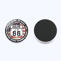 25mm Route 66 glass fridge magnet with US flag design and magnetic backing - US Flag Shield Style (JY008192-3)