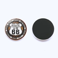 25mm Route 66 glass fridge magnet with classic US states design and black soft magnetic back - Surrounding State Names Style (JY008192-4)