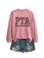 Détail du sweat rose PTA pour assistant kinésithérapeute avec texte imprimé léopard - Sweat-shirt Or Rose (Texte Noir)