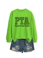 Détail du lettrage léopard PTA et du texte Physical Therapist Assistant sur sweat vert - Sweat-shirt Vert Néon (Graphique Noir)
