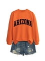 Detailed flat lay of orange Arizona sweatshirt paired with distressed denim shorts - S / Orange (Black Font)