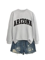 Detail of Arizona print sweatshirt and distressed denim shorts with frayed hems - S / Grey (Black Font)