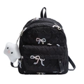 Sac à dos matelassé noir avec broderie de nœuds colorés et pendentif nuage blanc - Noir Grand Avec Pendentif