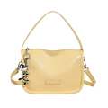 Borsa a tracolla beige minimalista con logo LUYIOMAN e ciondolo a forma di cane palloncino - Giallo