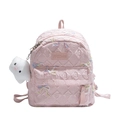 Sac à dos matelassé rose chic avec nœuds en crochet colorés et breloque nuage pour filles - Rose Grande Avec Pendentif