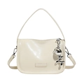 Elegante borsa a tracolla beige con ciondolo a forma di cucciolo e tracolle regolabili - Bianco Sporco