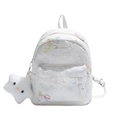 Mini white quilted backpack with colorful butterfly embroidery and plush star charm - White Small Without Pendant