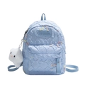 Light blue quilted mini backpack with a cute white plush cloud charm and logo patch - Blue Small without Charm