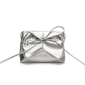 Sac bandoulière argenté style ballet avec nœud élégant et fine bandoulière réglable - Argent