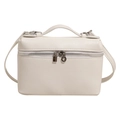 Borsa a tracolla bianca con trama litchi, manico superiore e cerniera in metallo argento - Bianco