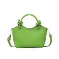 Fashion bucket bag in apple green pebbled leather with top handle and gold branding - Green