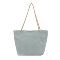 Light blue canvas tote bag featuring textured woven fabric and off-white cotton rope handles - Green