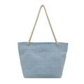Sac cabas en toile tissée bleu clair avec poignées en corde et œillets dorés - Bleu