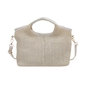 Bolso tipo cubo trenzado en crema con asa de piel sintética y correa ajustable - Blanco