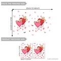 Dettaglio del layout degli adesivi per finestre con orsetti e cuori e dimensioni set - Set Orso d'Amore Cartoon (D13580) / 30*40cm*2 Fogli