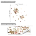 Détail des stickers muraux fleurs bohèmes avec dimensions du produit et mise en page - Fleurs Douces (M18095) / 30*90CM*2 Pièces