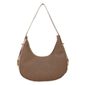 Retro brown woven crescent shoulder bag with sleek leather strap and gold hardware - Brown