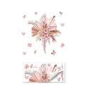 Guide des tailles pour stickers muraux fleurs bohèmes montrant le rendu et les dimensions - Style Pivoine Feuilles de Palmier (M14254)