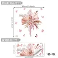 Guide des tailles pour stickers muraux fleurs bohèmes montrant le rendu et les dimensions - Style Pivoine Feuilles de Palmier (M14254)