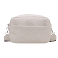 Bolso bandolera crema con textura trenzada elegante y correa ancha de tela suave - Blanco
