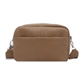 Bolso bandolera marrón caqui con textura trenzada elegante y hebillas plateadas - Caqui
