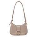 Minimalist beige crescent shoulder bag with golden U-shaped buckle and cord strap - Khaki