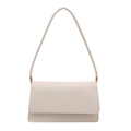 Borsa a tracolla beige minimalista con trama intrecciata e dettagli dorati - Bianco