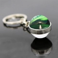 Aurora borealis keychain with double-sided glass ball pendant on silver metal ring - Jy008212-5