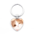 Hartvormige metalen sleutelhanger met een schattige wit-oranje kittenprint hanger - Schattige Oranje-Witte Kat Stijl (JY008170-4)