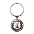 Porte-clés Route 66 en verre et métal avec les noms de huit États américains gravés - Style Anneau Noir Noms des Huit États (JY008181-4)